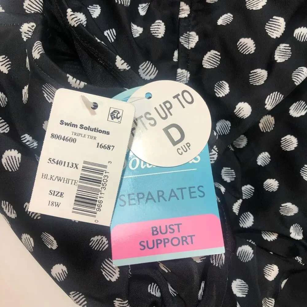 Swim Solutions Polka Dot Tiered Tankini Swim Top